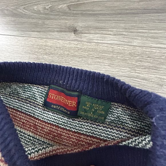 Vintage Grandpa Grunge Sweater Adult Large Fair Isle Geometric 90s EUC Boxy - Picture 4 of 4